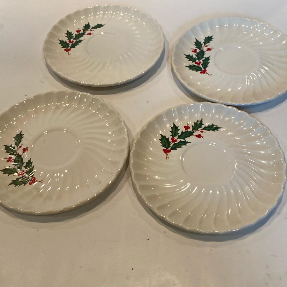 Set of 4 Vintage Taylor Smith Holly Berry Saucers